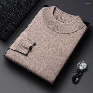 Men's Sweaters Thicken Sheep Wool Sweater 2024 Mock Neck Long Sleeve Knitted Warm Jumper Pullovers