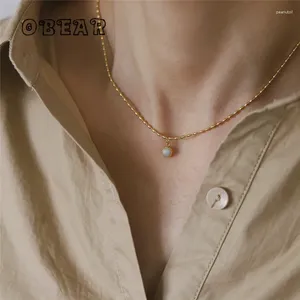 Hänge halsband Korea liten naturlig Aventurine Jade rund halsband för kvinnor rostfritt stål 18k guldpläterade smycken
