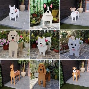 Garden Flower Pot Dog Sadza Schnauzer Bulldog Poodle Corgi Yorkshire Garden Pots DIY PVC Flower Sadza