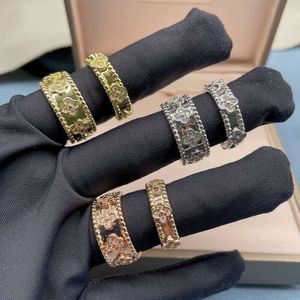 Vanity Case Nail Four Van Clover Cleaf Four Leaf Clover V-gold Kaleidoscope Ring High Version Female 18k Rose Gold Wide Version Narrow Version Fashion Ring Live