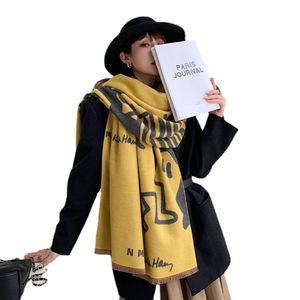 2022 новый дизайнерский шаль из хлопка дизайнерский женский шарф зимний теплый длинный толстый двойного назначения271S