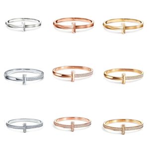 TiffanyJewelry TiffanyBracelet Designer Bracelet Women Precision High Quality Wide Edition T1滑らかな顔とダイヤモンドTs​​haped