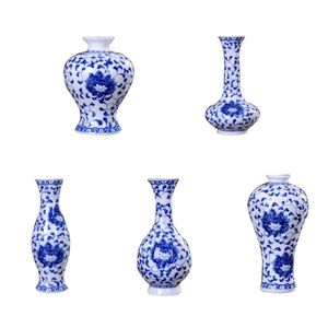 Vaso de porcelana tradicional chinês azul branco vasos de flores de cerâmica decoração de casa vintage 247g