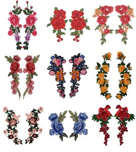 Broderi Rose Flower Sew Oniron On Patch Applique DIY Crafts Stiker For Jeans Hat Bag Clothes Accessories Badges 2PCSet8067333