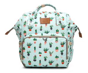 Borse per mummia stampate con cactus Zaino da viaggio stampato Borse per pannolini per maternità di grandi dimensioni per cartoni animati Borsa per allattamento per la cura del bambino9265178