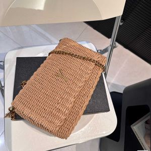 Women Raffias designers bag fashion metal chain handbag weave Bags Luxury mens Wallets envelope Crossbody clutch Straw beach shoulder Bag 240315