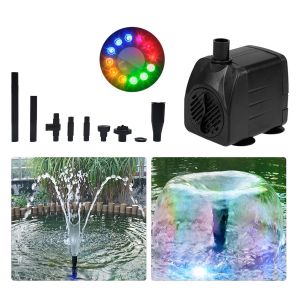 Gravestones 10W/15W Ultraquiet Submersible Water Fountain Pump Filter Fish Pond Aquarium Water Pump Tank Fountain med 12 LED -ljus