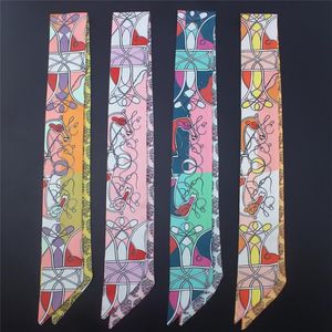 Scarves Design Silk Women Fashion Chain Print Long Skinny Scarfs Lady Handle Bad Ribbon Office Neckerchief Wraps272O