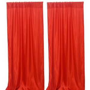 Zasłony 2PCS Kolorowa satynowa zasłona tła na świąteczne przyjęcie weselne Pockets Rod Pockets Home Window Curtain