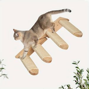 Scratchers 1Pc Wall Mounted Cat Climbing Segmented Ladder Cat Hammock and Scratching Post for Kitty Clawing and Playing Sleeping