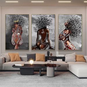 Pinturas Abstratas Menina Africana Pôsteres e Impressões Símbolo de Música Mulher Negra Arte Pintura Parede Pcitures para Home Decor214O