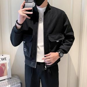 Men's Jackets 2024 Design Of High Quality Small Stand Collar Big Pocket Loose Fashion Men Coat High-end EuropeanAmerican Simple Wear