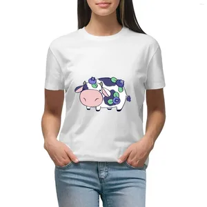 Women's Polos Blueberry Cow T-shirt Female Clothing Oversized Tight Shirts For Women