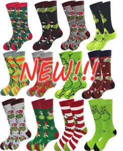 DHL Fast Cotton Down Yarn men039s Grinch Christmas socks Spring Autumn and Winter wear Funny Anime Street Wind Skateboard in th6767403