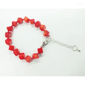 Bangle 7MM Natural Red Coral Bracelet 7.5"