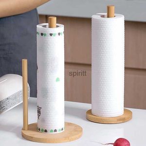 Toilet Paper Holders Kitchen Wooden Roll Paper Towel Holder Bathroom Tissue Vertical Stand Disposable Paper Pot Kitchen Toilet Storage Accessories 240313