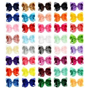 Solid Color Grosgrain Ribbon Hair Bow 6inch Handgjorda hårhips för barnflickor Hairgrips Hårtillbehör