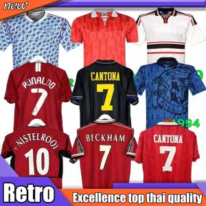 레트로 호날두 캔토나 축구 유니폼 축구 giggs scholes solskjaer home away 2002 07 08 94 96 97 98 86 88 99 90 91 Maillots de Football