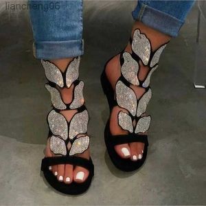 Sandals 2023 Summer Fashion Sandals for Women Plus Size Butterfly Crystal Gladiator Sandals Comfortable Open Toe Shoes Woman SandaliasL24313