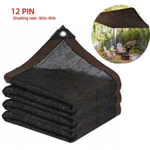 Nets 12 PIN Black Antiultraviolet Sunshade Net Plant Cover Mesh Home Outdoor Garden Swimming Pool Balcony Insulation Cloth Shade 90%