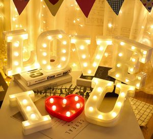 Diy 26 letras em inglês led night light letreiro sinal alfabeto 3d parede pendurado luz da noite casa casamento festa de aniversário decor8774415