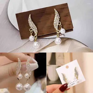 Dangle Earrings Korean Elegant Imitation Double Pearl For Women Crystal Long Tassel Drop Wedding Jewelry Gifts