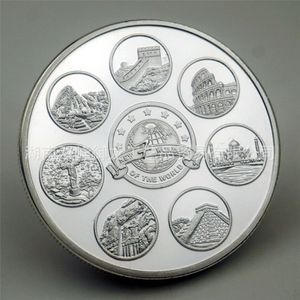 Gift New Seven Wonders of The World Collectible Silver Plated Souvenir Coin Collection Art Creative Commemorative Coin309d