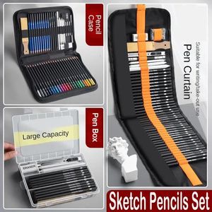 27/38/47 PCS Sketch kalemleri kalem çantası ile set büyük kapasiteli profesyonel kalem boyama çizim aracı Sarmallar Sabit 240304
