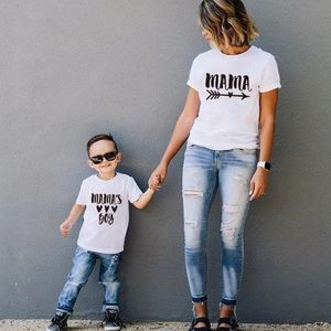 Fashion family matching short t shirt mommy and girl son letters mama boys clothes litte baby kids outfits Look Tops 240301