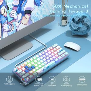 -Swappable RGB Mechanical Gaming Keyboard Pudding Keycap TKL 60% Wired Computer Keyboard for Laptop Office PC 240304