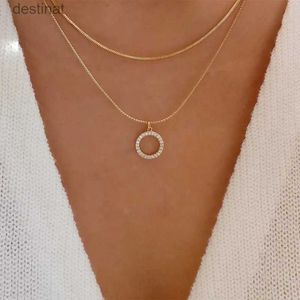 Andere mehrschichtige Böhmen große Kreis Kristall Anhänger Halsketten für Frauen Schlangenkette Halsband Halskette Modeschmuck Party Geschenk N0346L242313