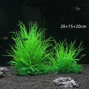 Dekorationer Green Artificial Aquarium Plants Plastic Lawn Grass Aquarium Ornament Fish Tank Landscape Decor