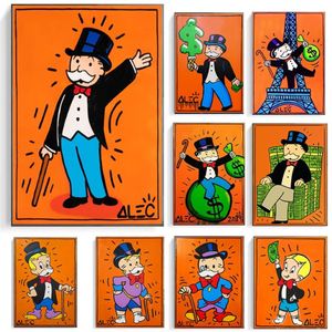 Cartoon Gentleman Rich Man Alec Monopoly Posters and Prints Canvas Paintings Wall Art Pictures for Living Room Home Decoration Cua235P