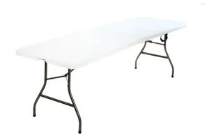 Mobília de acampamento 8 pés mesa dobrável branca para férias de reunião familiar 96,00 x 30,00 29,25 mesas ao ar livre escritório