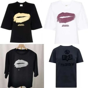 24SS ISABEL MARANT NY NICHE DESIGNER T SHIRT CLASSIC HOT LIP PRINT CASUELL VERSATIL RUND NECKAMMALL LÖS PUCKOVER TEES TOP WEMENS KORT SLEEVED POLOS TREND 427