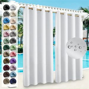Curtains Custom Size Blackout Waterproof Outdoor Curtains in White for Window/Living Room/Kitchen/Garden/Balcony Decoration