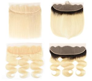 1018 Inch Lace Frontal Only Hair Extension 613 1B613 Ombre Blonde Brazilian Human Hair 134 Ear To Ear Frontal Closure Part2758368