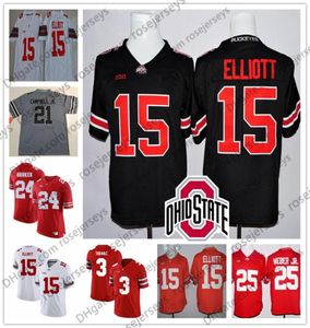 2019 Ohio State Buckeyes 15 Elliott 3 Michael Thomas 24 Malik Hooker 25 Mike Weber Jr 21 Parris Campbell Branco Vermelho Preto Jersey1765744