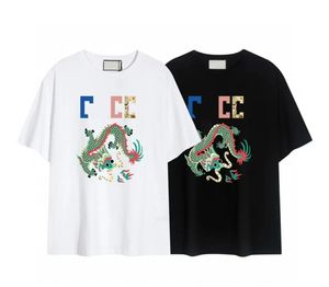 Men T Shirt Hip-Hop Loose Dragon Letter Print Tops Tshirt Black T-shirt Female Summer T-shirt Graphic Tee Male Tops Tees