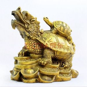 Chinese FengShui Pure Bronze Wealth Money Evil Dragon Turtle Tortoise Statue2648