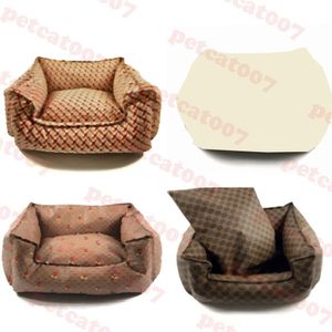 Designer Dogs Kennels Bed Pad Print Leather Pet House Kennel Inomhus varma husdjur levererar tre storlekar2148