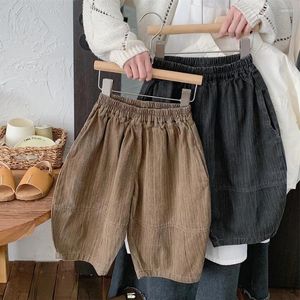 Hosen 9009 Kinderkleidung 2024 Frühling koreanische Cowboy-Baby-Hosen mit weitem Bein 2-9 Jahre Kinder