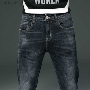 Men's Jeans Jeans Mens Slim Fit Feet Stretch Pants Four Seasons 2022 High End Luxury European L240313