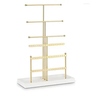 Torebki biżuterii 2x Organizer Tabletop Uchwyt 6 -Tier Tree Wyświetlacz z tacą na naszyjnik na kolorze złoto