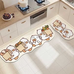 Carpets Simple and Cute Kitchen Floor Mats Cartoon Duck Pattern Carpet Decorative Room Balcony Bedroom Carpet Non-slip Mats alfombras