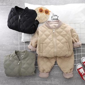 Clothing Sets Autumn Winter Baby Boys Children Cotton Padded Zipper Coat Pants 2Pcs Outfits 1 2 3 4 Years Kids Tracksuit Suits