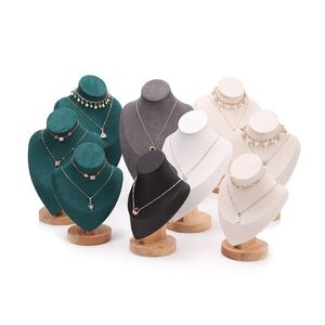 Jewelry Bust with Wooden Base Display Holder Stand Necklace Mannequin Model for Bedroom Retail Stores Countertop Shows 240309