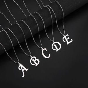 Pendant Necklaces Skyrim Stainless Steel Initial A-Z Capital Letter Pendant Necklace for Men Alphabet Beaded Chain Necklaces Fashion Jewelry Gift L24313