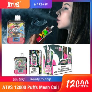 ATVS E-Zigaretten-Puff 12000 Einweg-Vape-Puff 20 ml 650 mAh wiederaufladbare Batterie für elektronische Zigarette im Großhandel, Vape-Stift