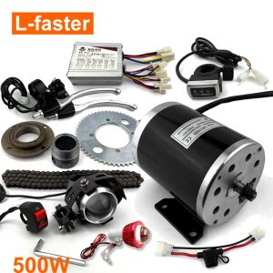 OnderDelen 500W Electric Mini Bike Motor Kit med 25H -kedjedrivning 55T FreeWheel Sprocket Trigger Speed ​​Control LED -lins för eskaoter